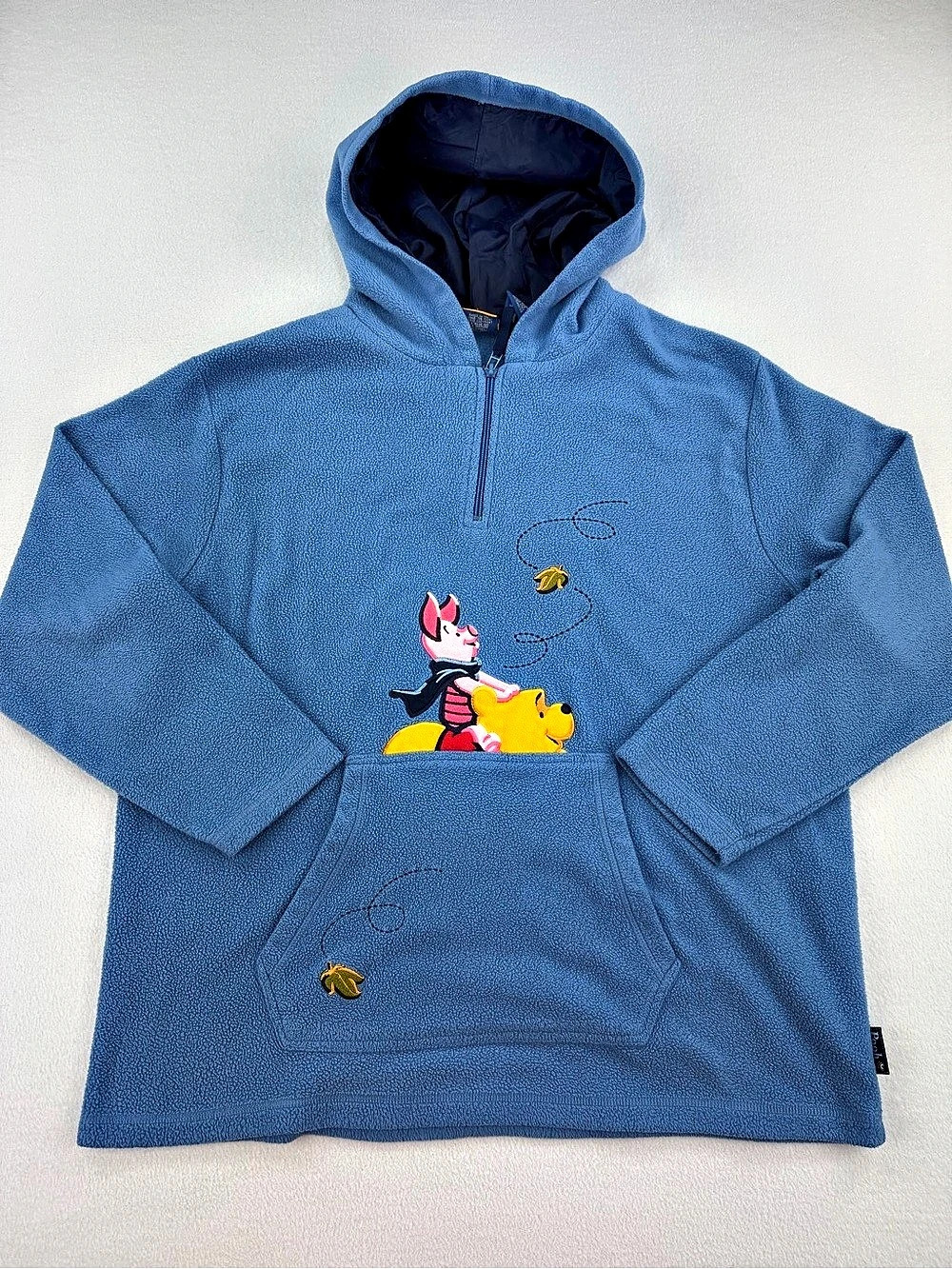 Vintage 90s Disney Store Winnie The Pooh Blue Fleece 1/4 Zip Sweater Wmns Sz 22W